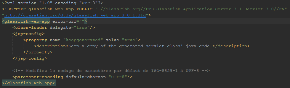 GlassFish Encodage, modifier la valeur par Defaut